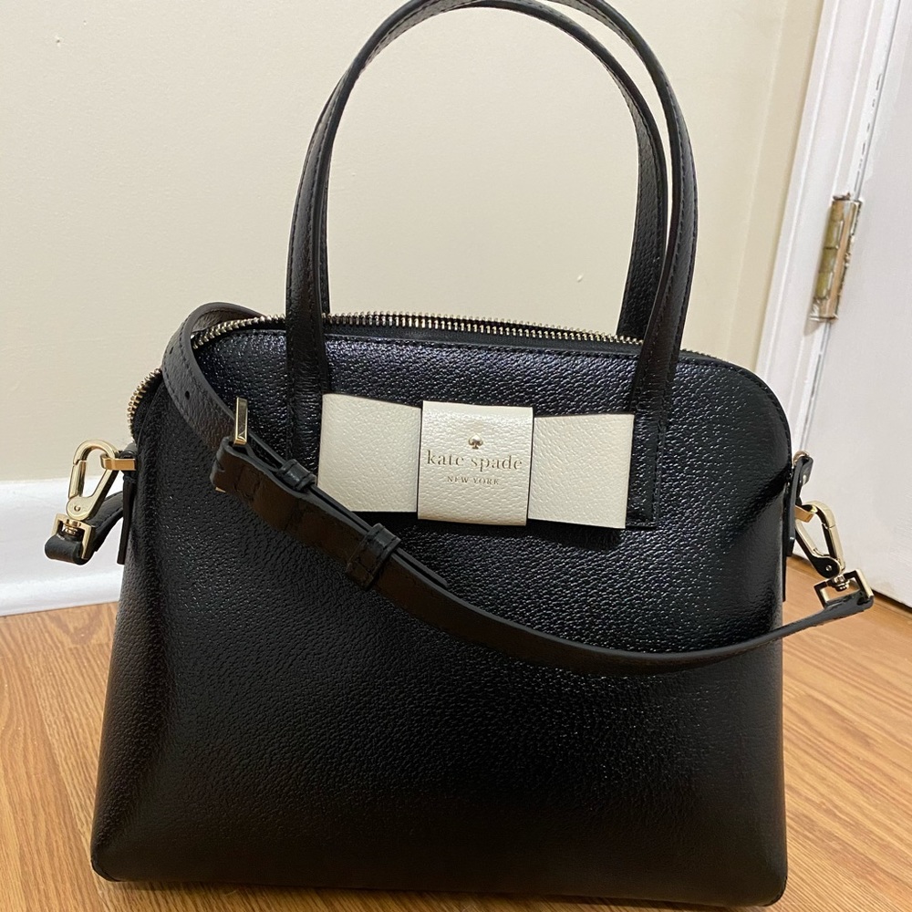 kate spade Black and Cream Bow dome bag